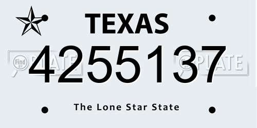 4255137 Texas License Plate