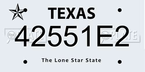 42551E2 Texas License Plate