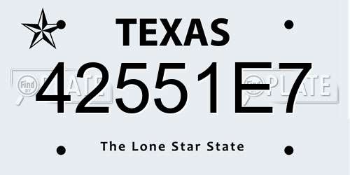 42551E7 Texas License Plate