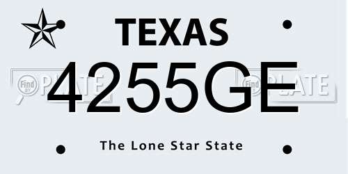 4255GE Texas License Plate