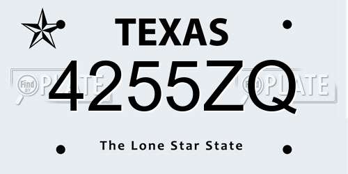4255ZQ Texas License Plate