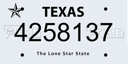 4258137 Texas License Plate