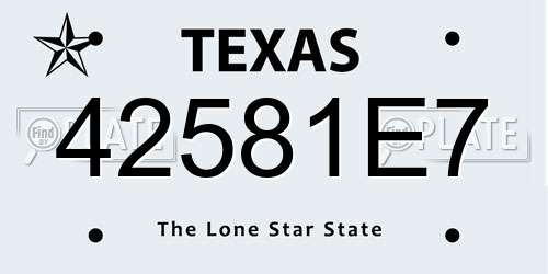 42581E7 Texas License Plate