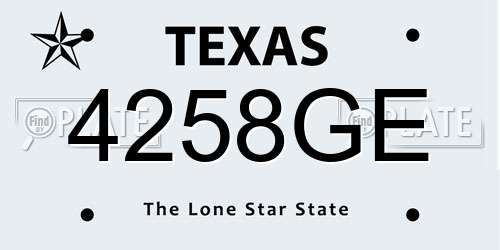 4258GE Texas License Plate