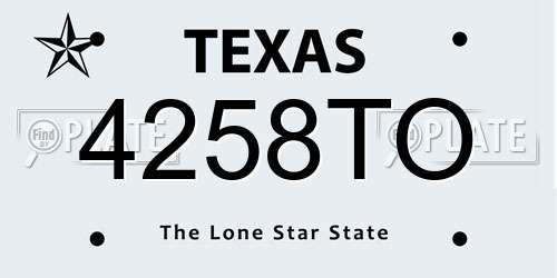 4258TO Texas License Plate