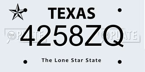 4258ZQ Texas License Plate