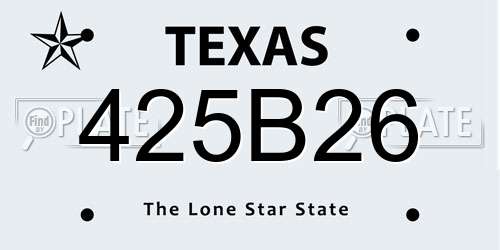 425B26 Texas License Plate