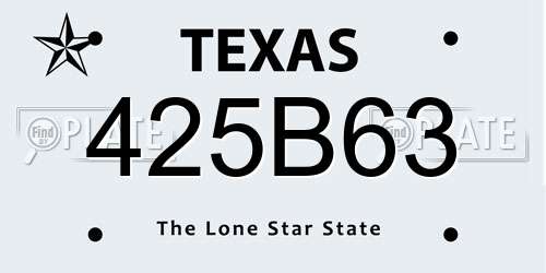 425B63 Texas License Plate