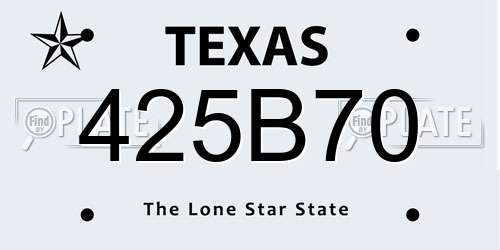 425B70 Texas License Plate