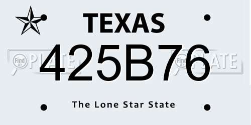 425B76 Texas License Plate