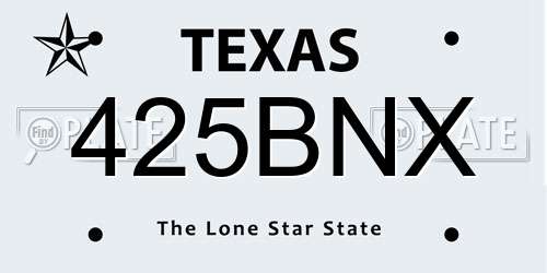 425BNX Texas License Plate