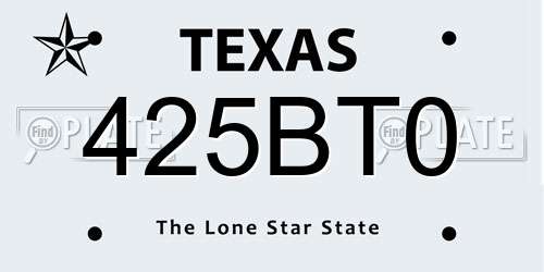 425BT0 Texas License Plate