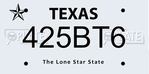 425BT6 Texas License Plate