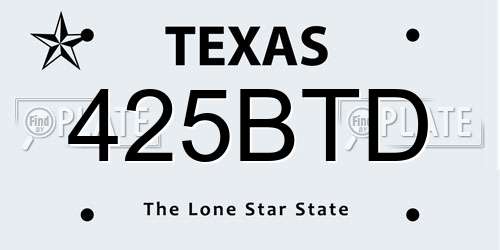 425BTD Texas License Plate