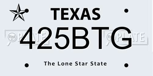425BTG Texas License Plate