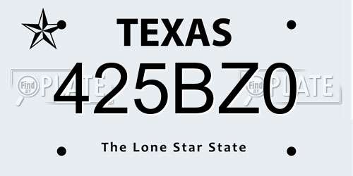 425BZ0 Texas License Plate