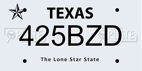 425BZD Texas License Plate