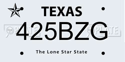 425BZG Texas License Plate