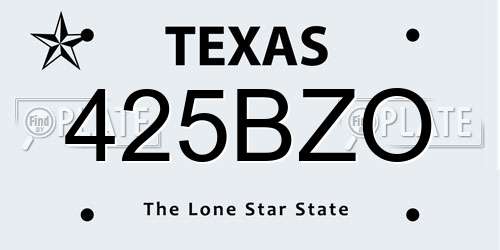 425BZO Texas License Plate