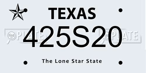 425S20 Texas License Plate