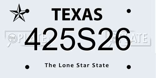 425S26 Texas License Plate