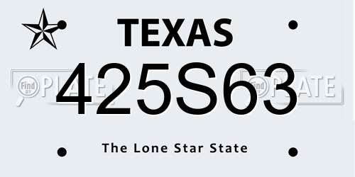 425S63 Texas License Plate