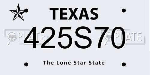 425S70 Texas License Plate