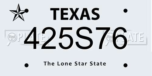 425S76 Texas License Plate
