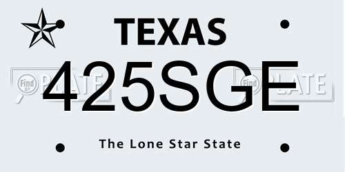 425SGE Texas License Plate