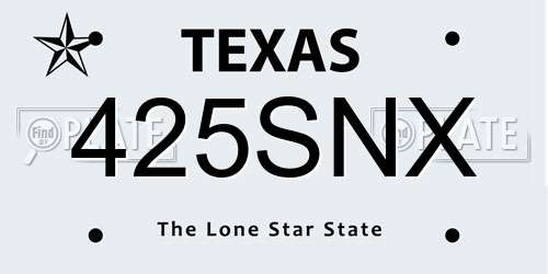 425SNX Texas License Plate