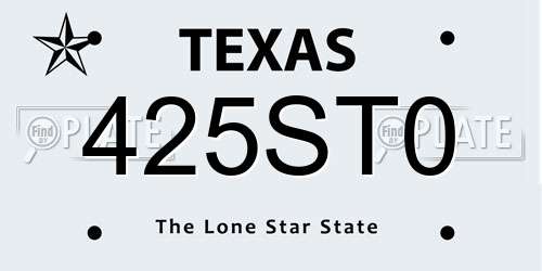 425ST0 Texas License Plate