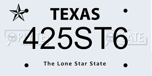 425ST6 Texas License Plate