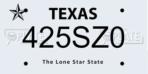 425SZ0 Texas License Plate