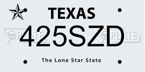 425SZD Texas License Plate