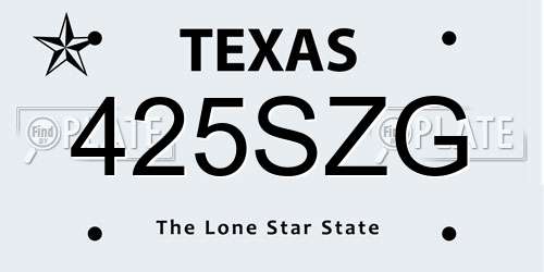 425SZG Texas License Plate