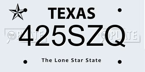 425SZQ Texas License Plate