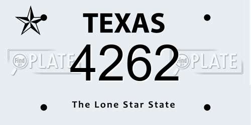 4262 Texas License Plate
