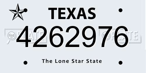 4262976 Texas License Plate