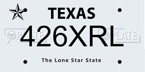 426XRL Texas License Plate