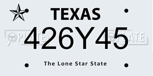 426Y45 Texas License Plate
