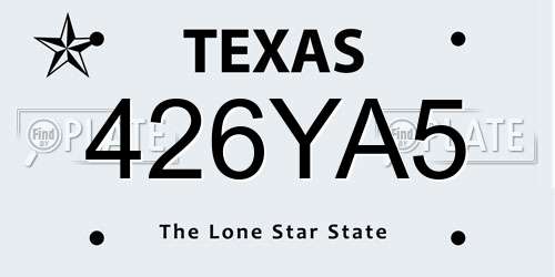 426YA5 Texas License Plate