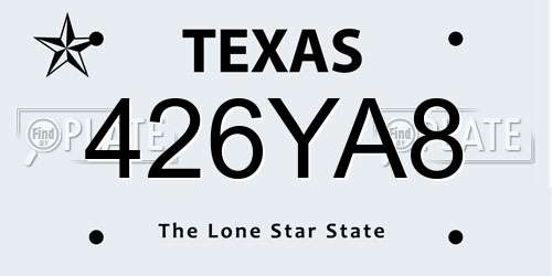 426YA8 Texas License Plate