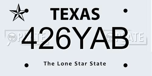 426YAB Texas License Plate