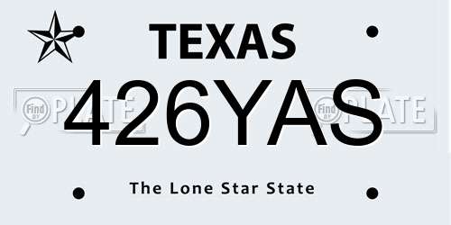 426YAS Texas License Plate