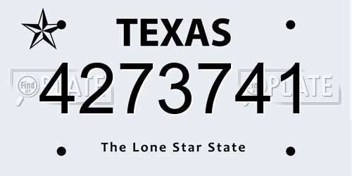 4273741 Texas License Plate