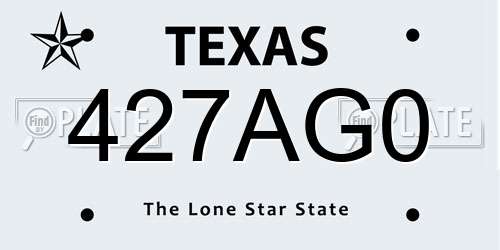 427AG0 Texas License Plate