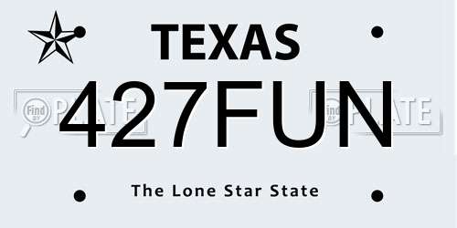 427FUN Texas License Plate