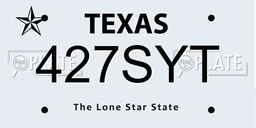 427SYT Texas License Plate