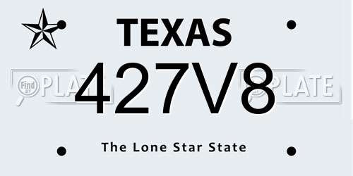 427V8 Texas License Plate