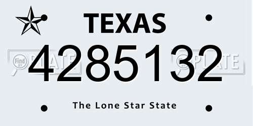 4285132 Texas License Plate